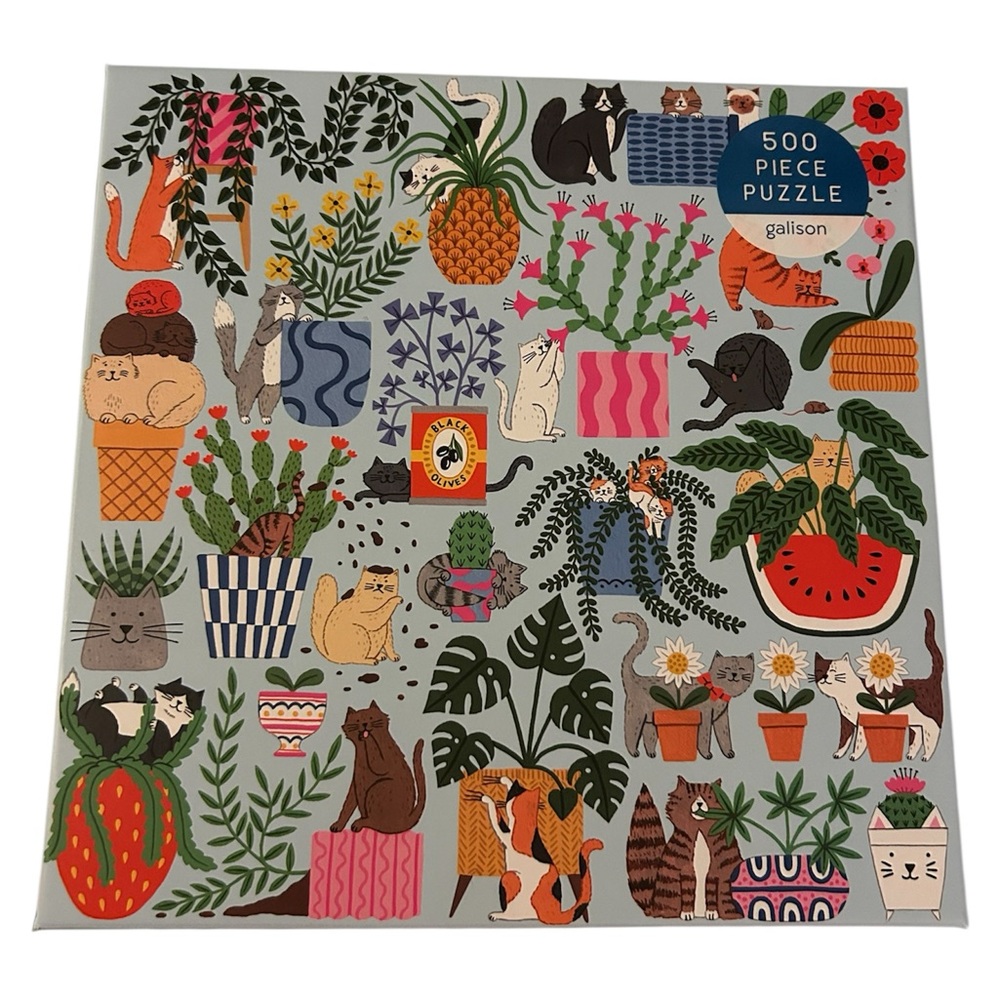 Galison 500-Piece Cat in the Plants Puzzle - Multicolor